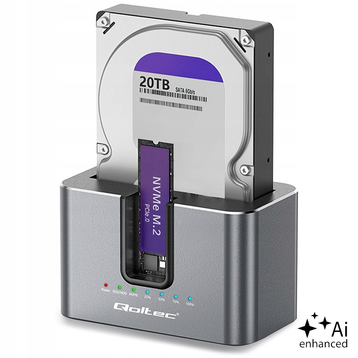 Dokovací stanice Hdd Ssd M.2 NVMe Klonování Usb-c 3.2 28TB Hliník 2v1