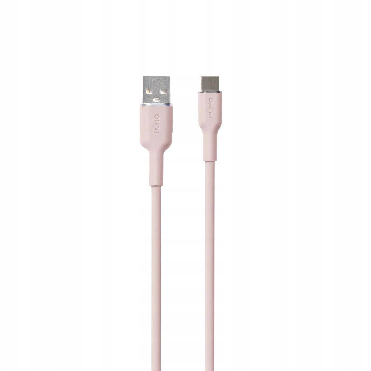 Kabel Puro Soft Usb-A Usb-C 1,5M Różowy