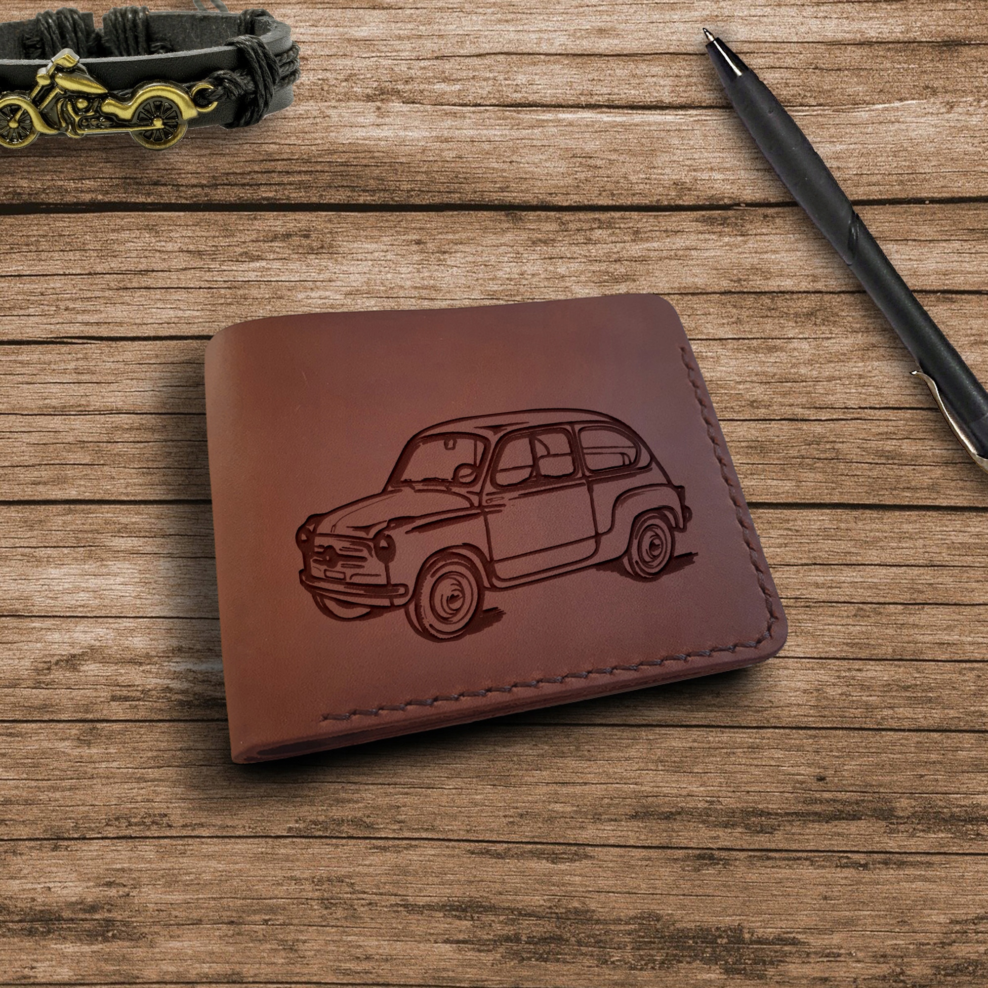 dárek pro fanouška fiat Kožená peněženka s gravírováním