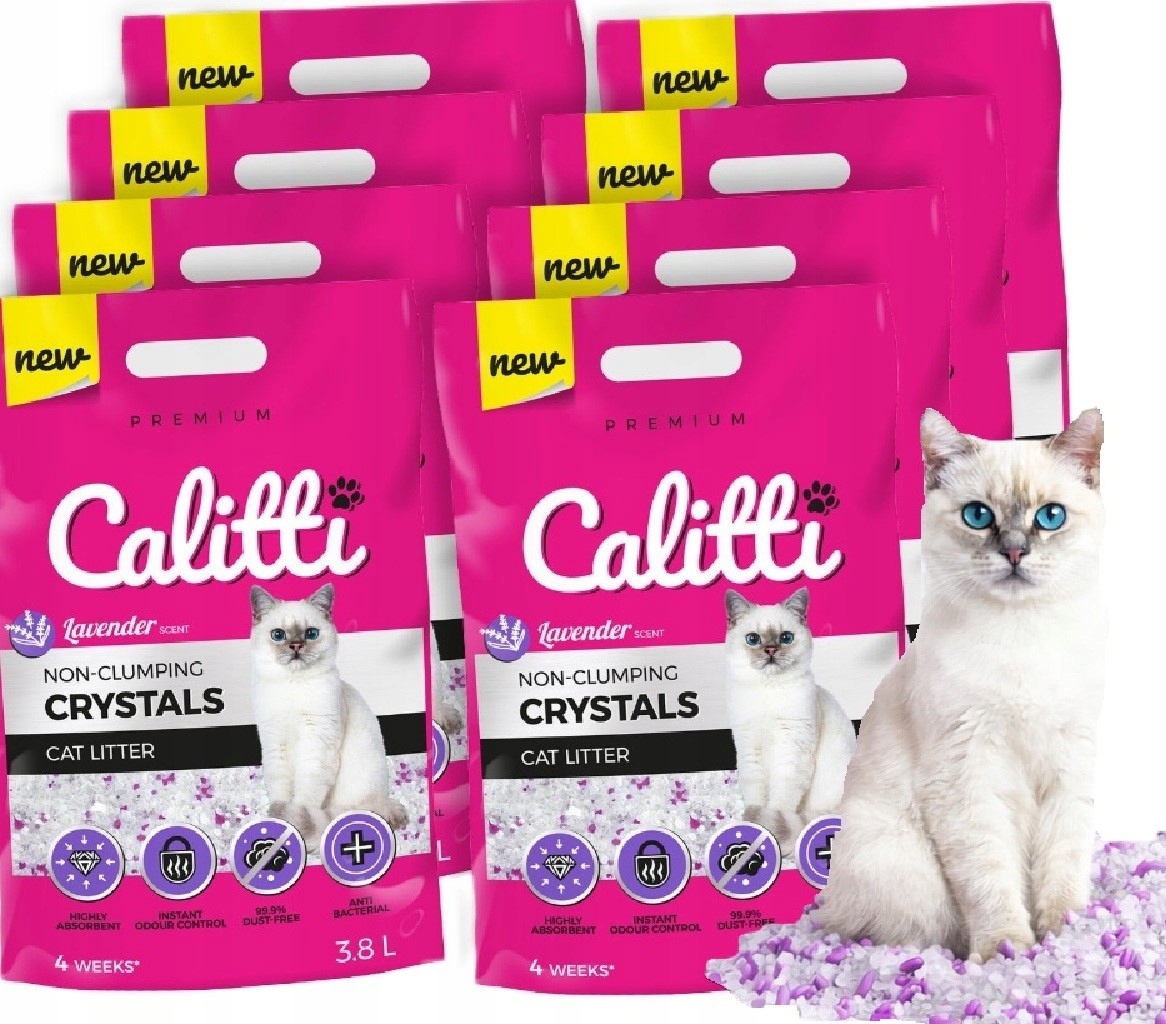 Żwirek silikonowy dla kota Crystals Lavender 8x3,8L Calitti antybakteryjny