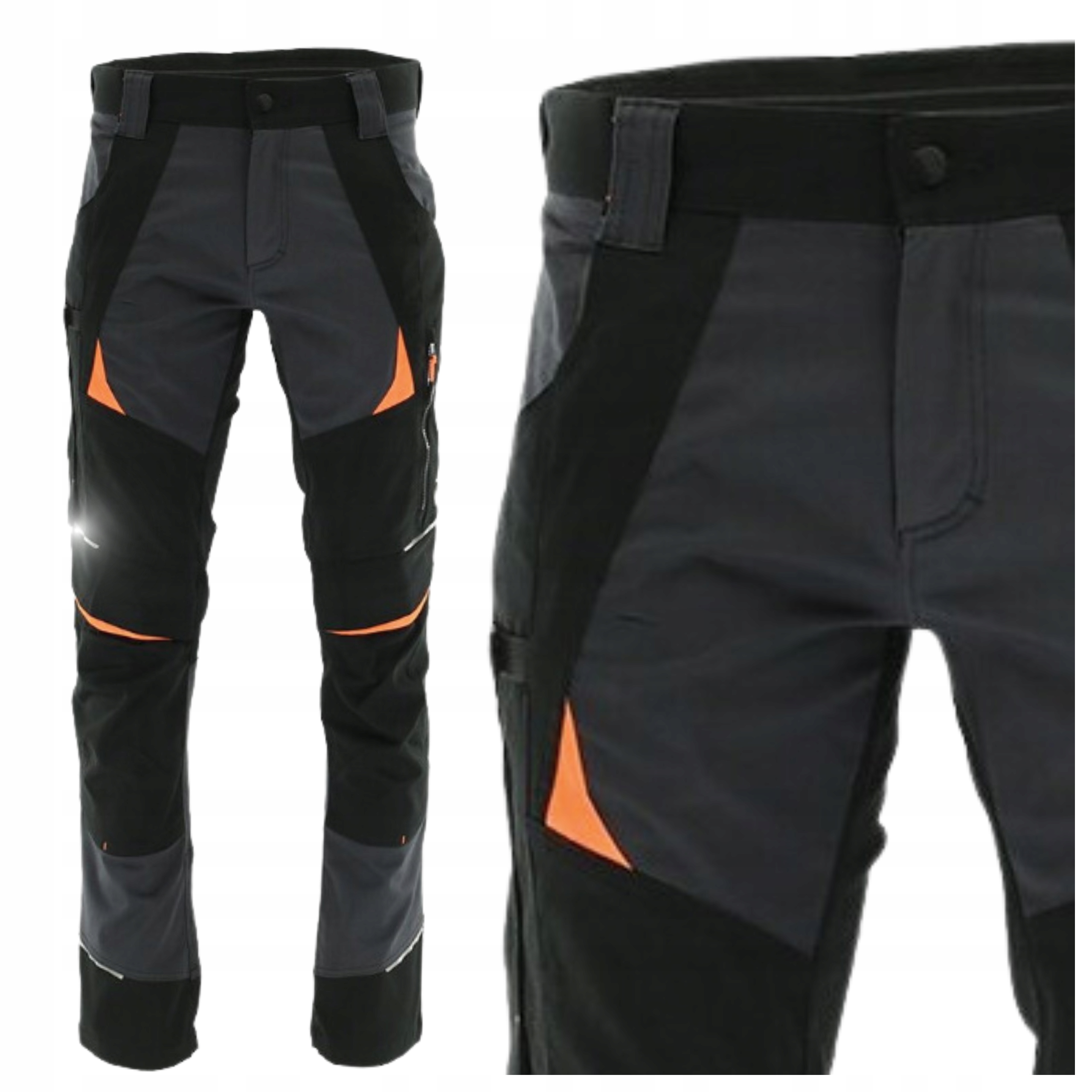 Spodnie Robocze Męskie Bhp Pomarańczowe Odblaskowe Mocne Do Pasa 52
