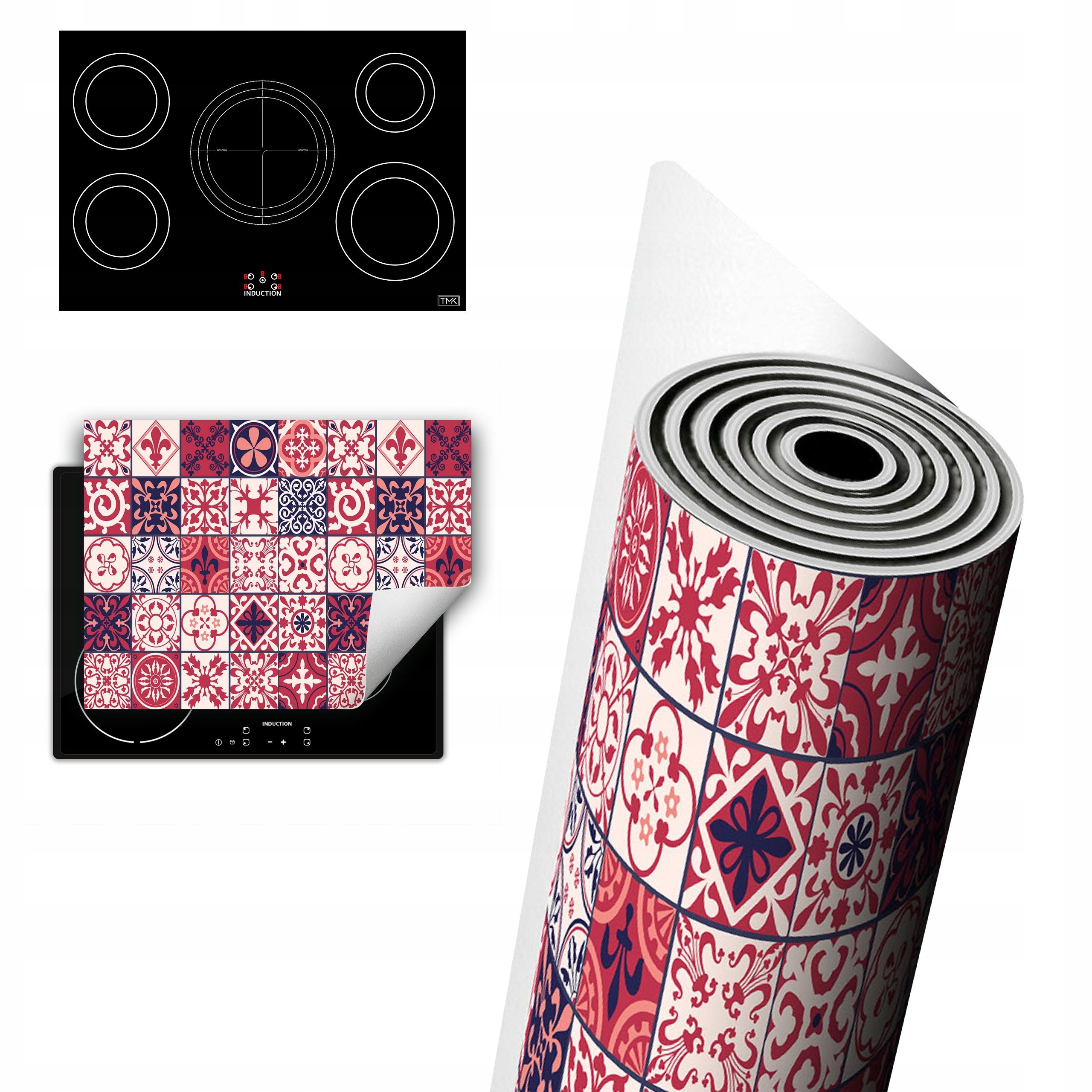 Vinylová Ochrana Na Indukci Deska 80x52 červená mozaika