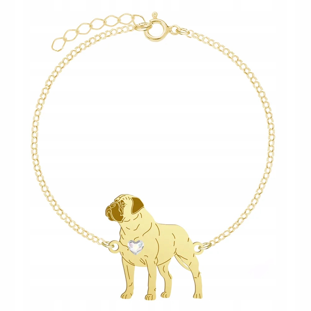 Zlatý náramek se psem plemene Bullmastiff 925 Šperky Řetízek Gravírování