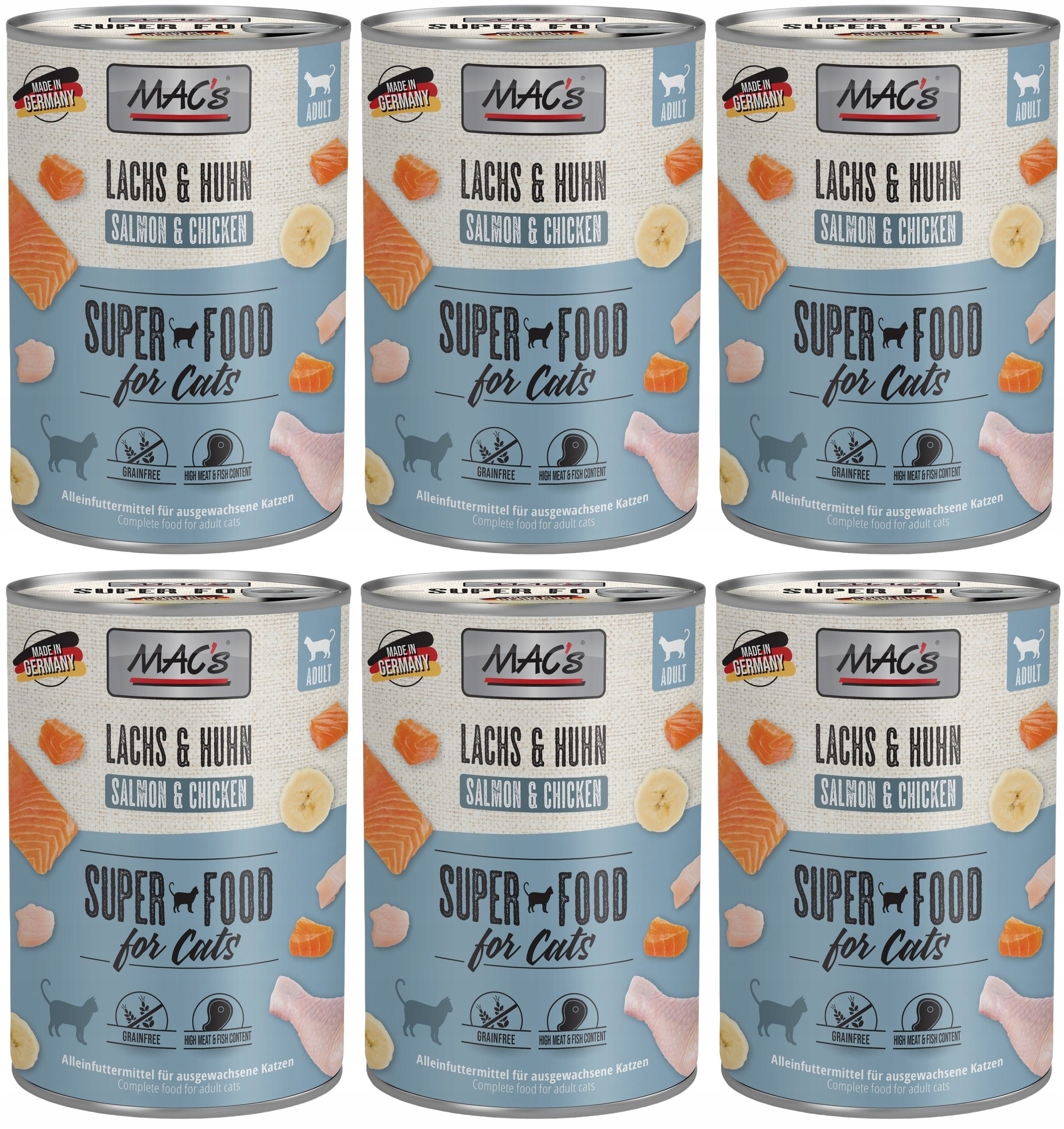 Levně Mac's Cat Losos a kuře 6 x 400 g