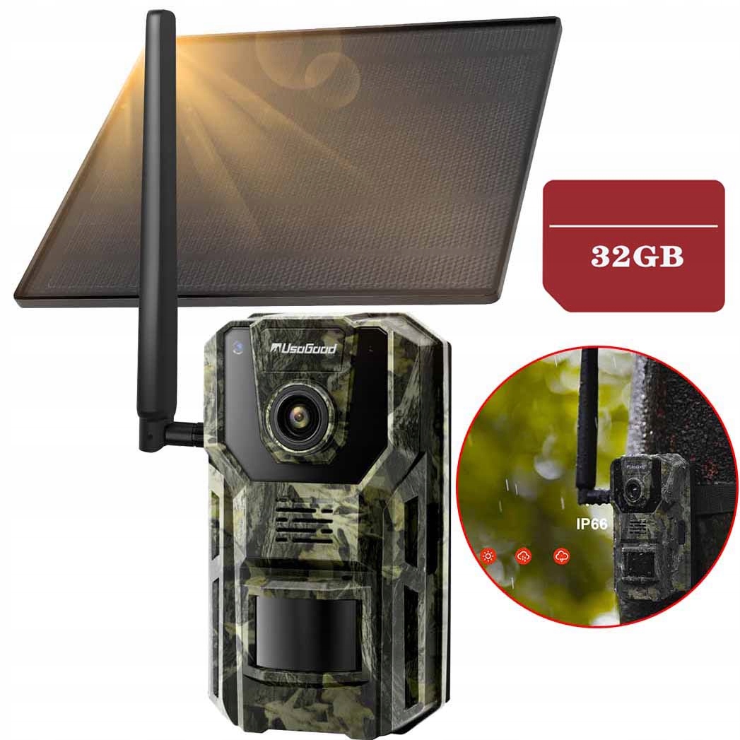 Solární Venkovní Otočná Fotopast Sim Gsm 3G4G Lte Sim 2K 32GB