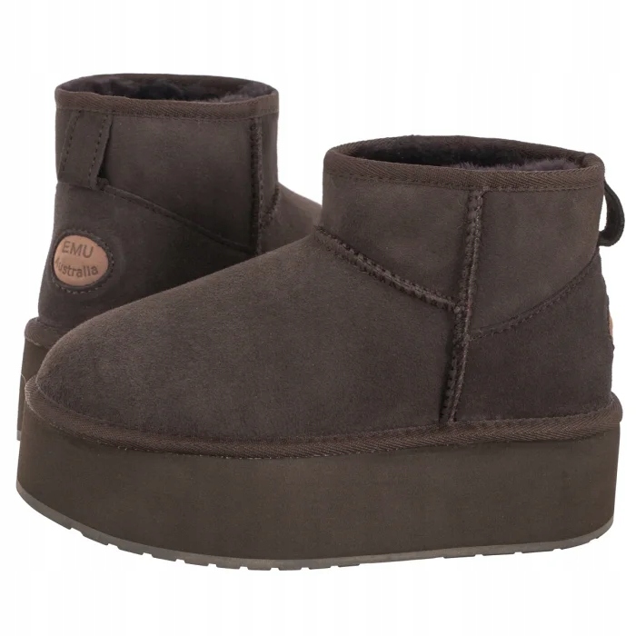 Boty Platformy Emu Stinger Micro Flatform Chocolate W13082 Hnědé