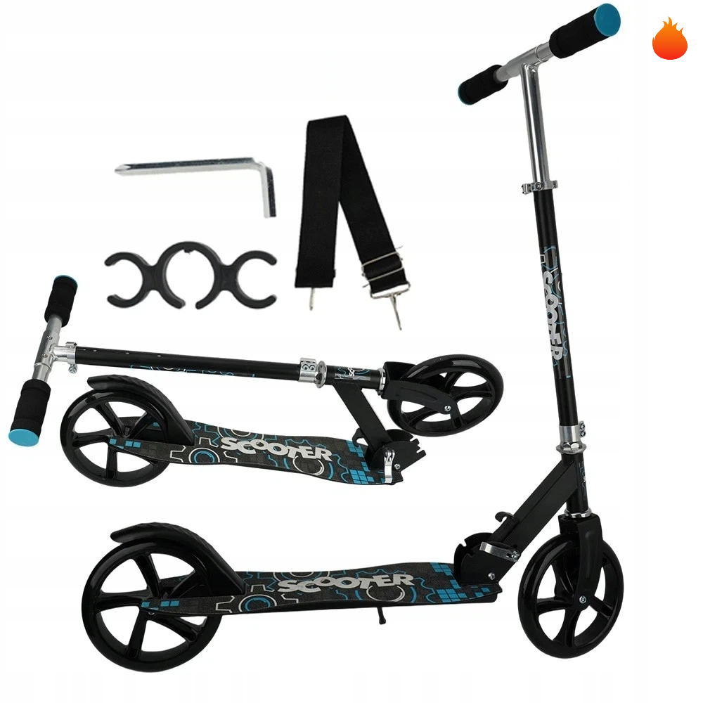 Hulajnoga miejska 200mm hamulec tarczowy amortyzator uchwyt składana