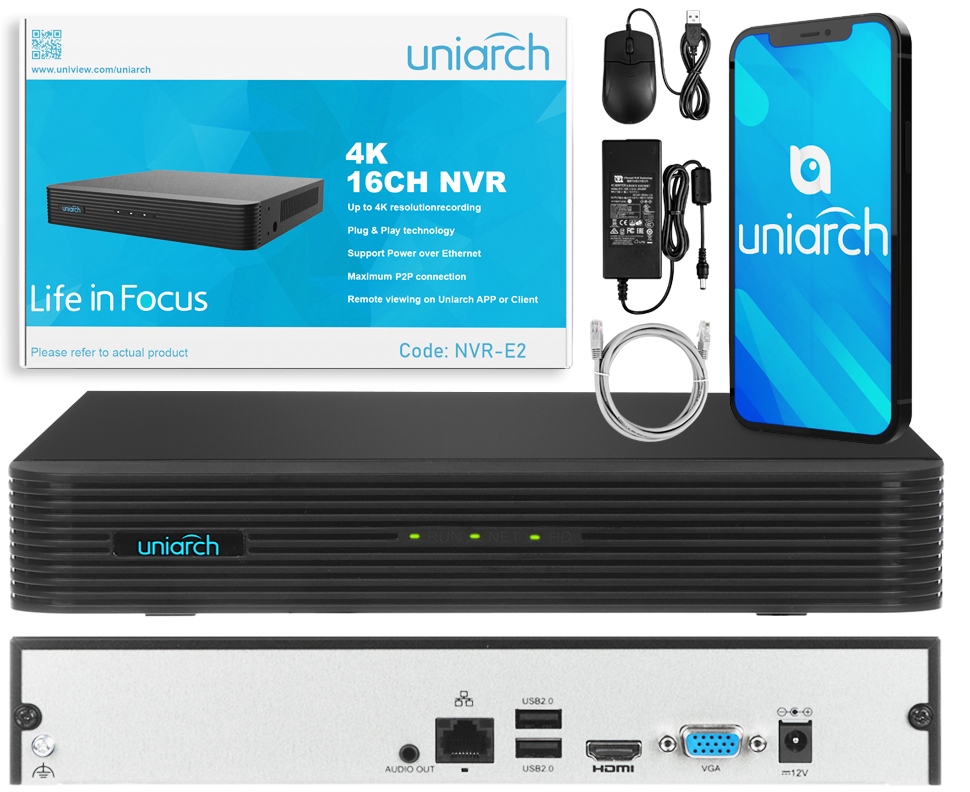 ZESTAW MONITORINGU IP 6 Kamer 5MPx REJESTRATOR PoE Kod producenta UNIARCH 5Mpx Kit IPC-B125-PoEx8