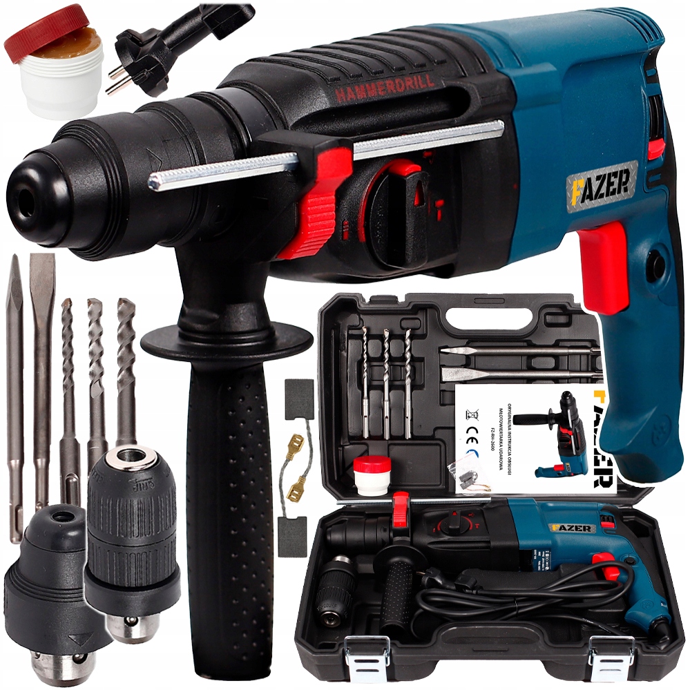 Młotowiertarka Wiertarka Udarowa Udar Sds+ 2600W Młoto Wiertarka Zestaw