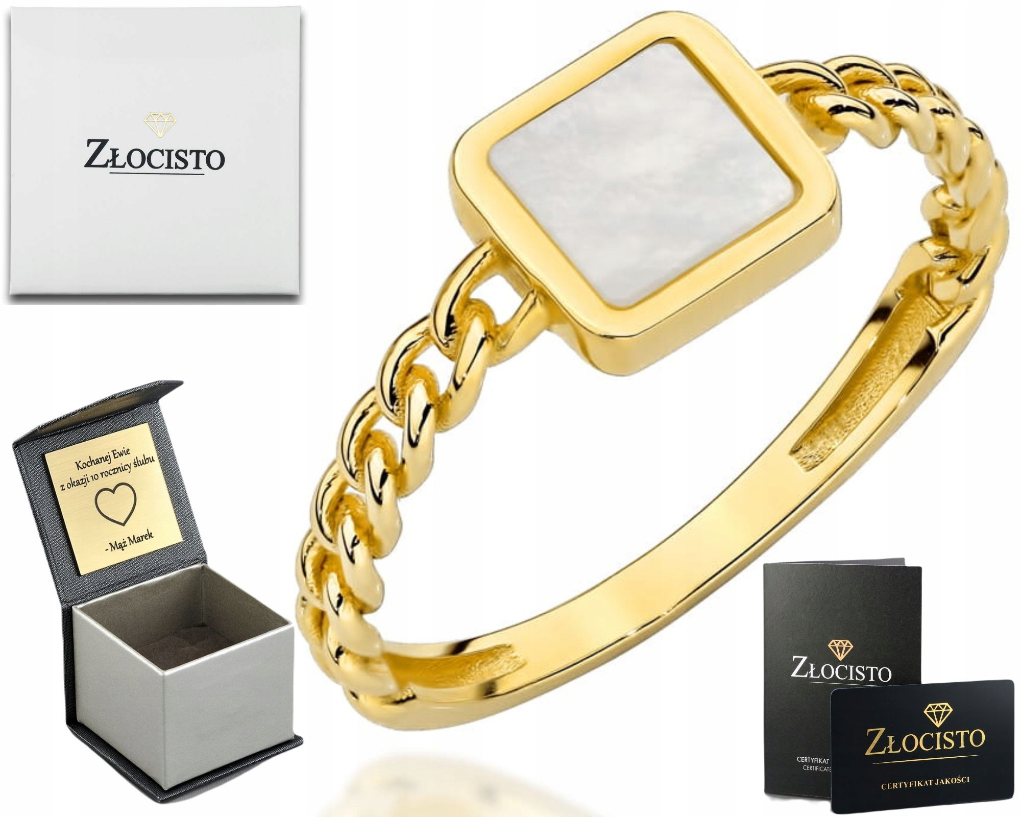 Zlatý Prstýnek Prsten S Čtvercovou Ryzost 585 14K Dárek