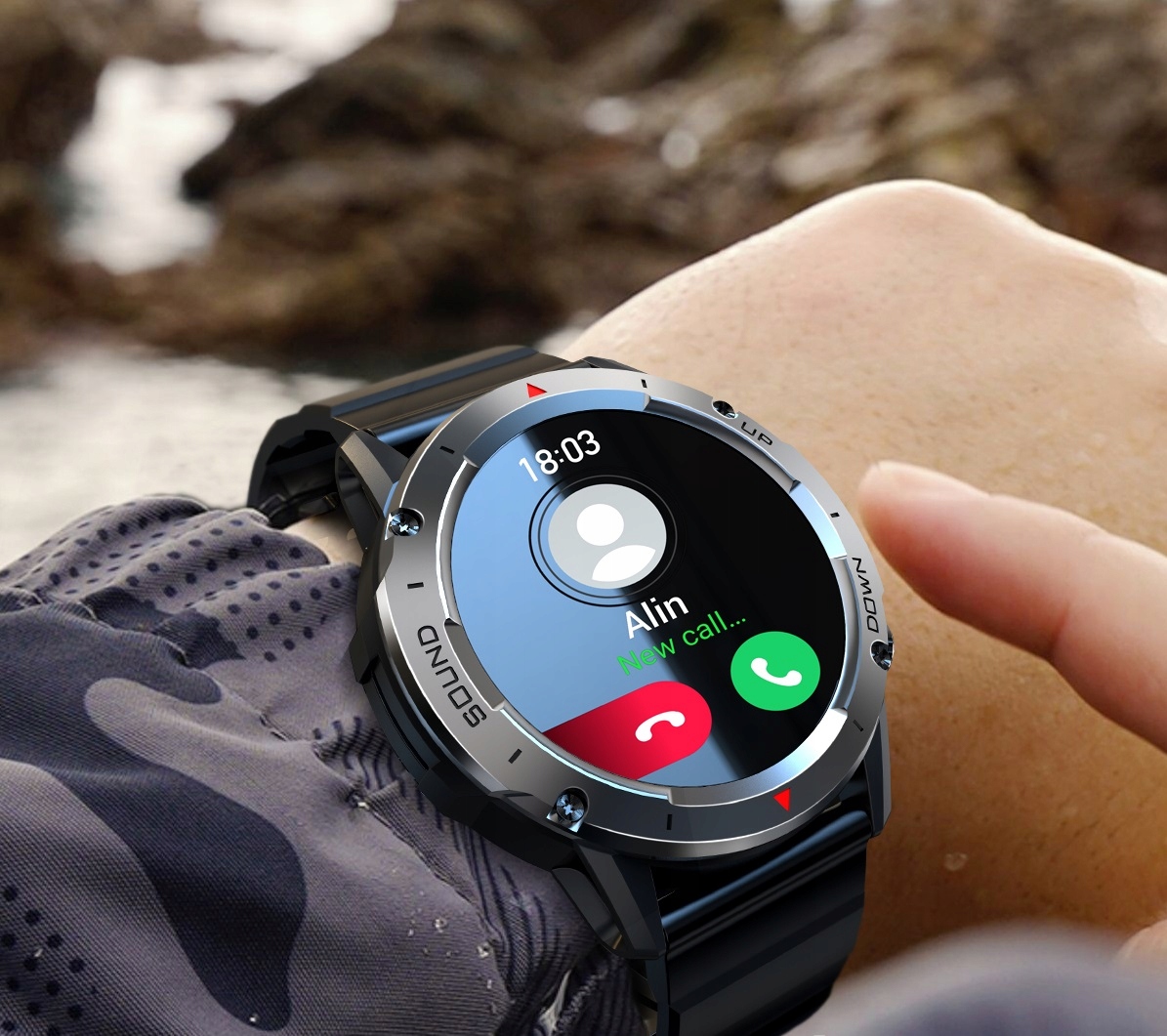 ZEGAREK SMARTWTCH MĘSKI ROZMOWY MENU PL KROKI DUŻA BATERIA FOLIA OCHRONNA Obsługa ładowania bezprzewodowego tak