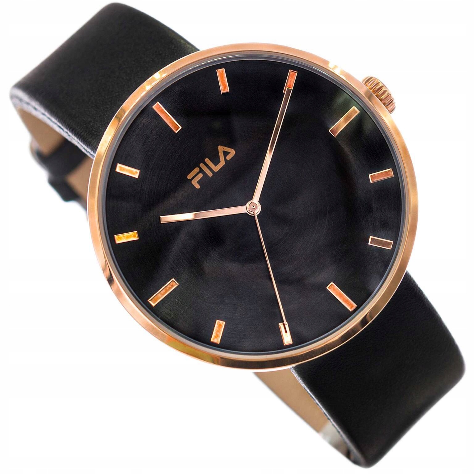 Pánské Hodinky Fila 38-177-102 Černé S Elegantním Klasickým Řemínkem Růžové Zlato