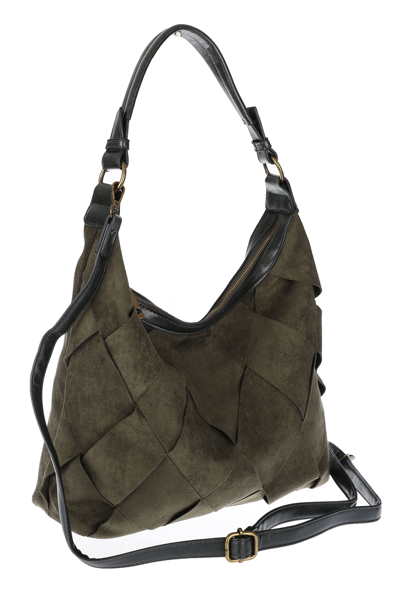 Dámská shopper kabelka, semišová taška, pletená, lehká taška TB49 Zelená