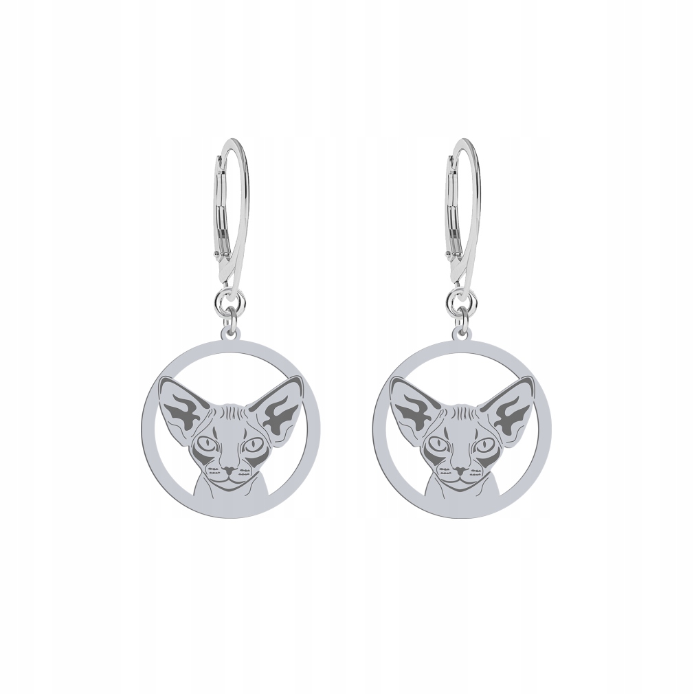 Stříbrné Náušnice s kočkou Devon Rex 925 Dárek Šperky Žena Gravírování