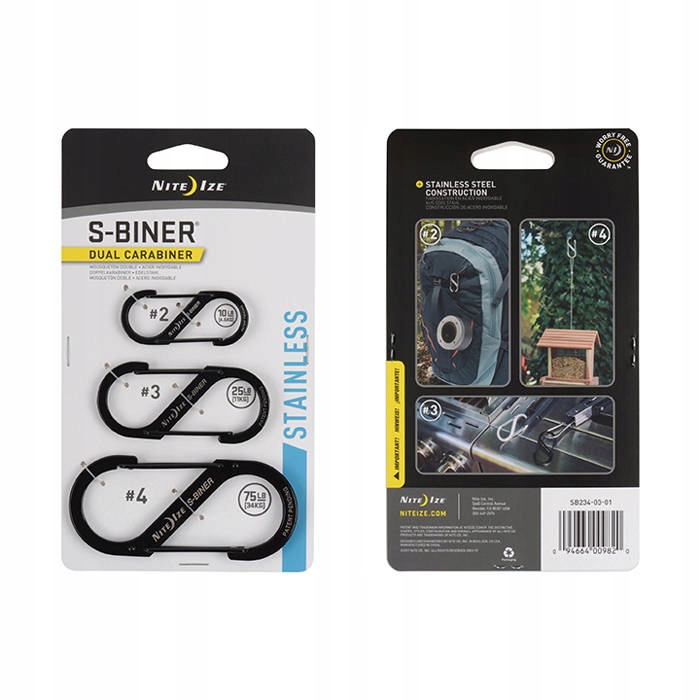 Nite Ize S-Biner Set #2, #3, #4 Czarny