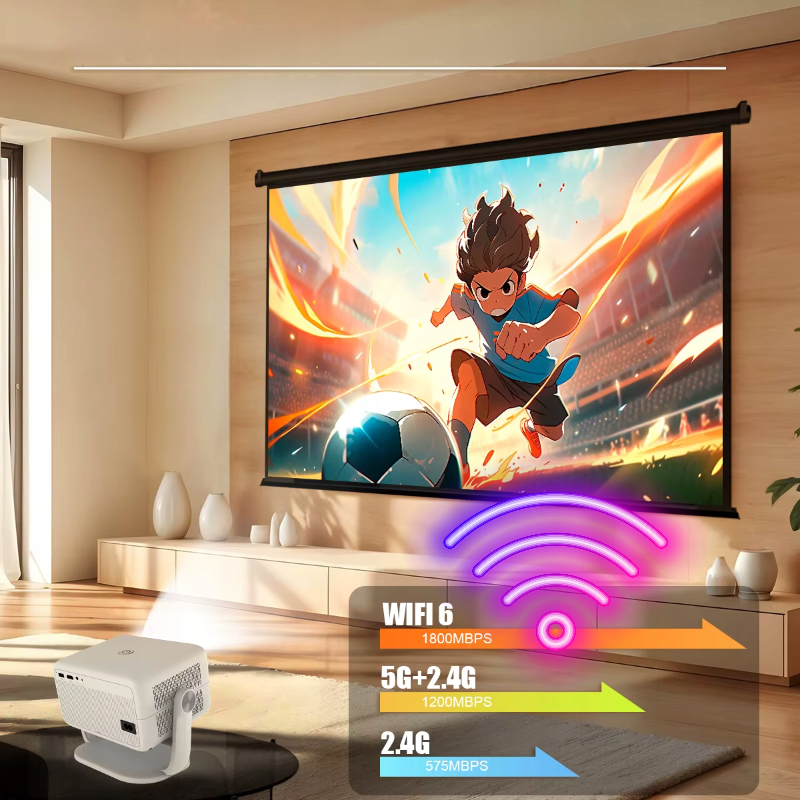 PROJEKTOR 4K FULL HD ANDROID AUTO FOKUS NETFLIX APLIKACJE OBROTOWY 2025 Jasność lampy (ANSI) 650 lm