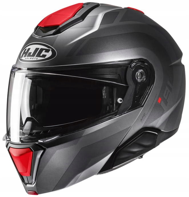 Hjc I91 Arven Grey Red Motocyklová Prilba Modulárna Šedá Červená