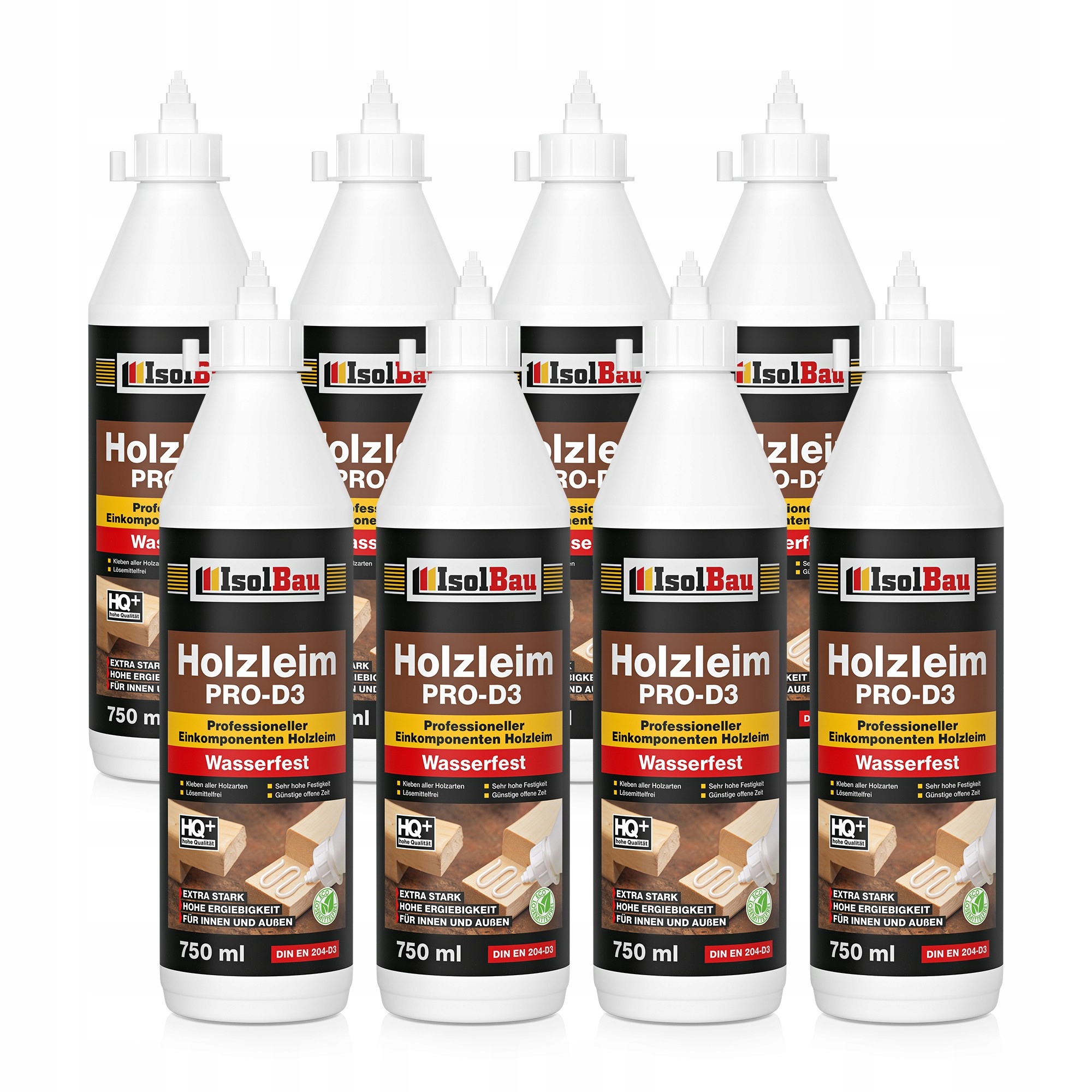 Lepidlo na dřevo Pro D3 IsolBau bílé voděodolné 8 x 750 ml Extra silné