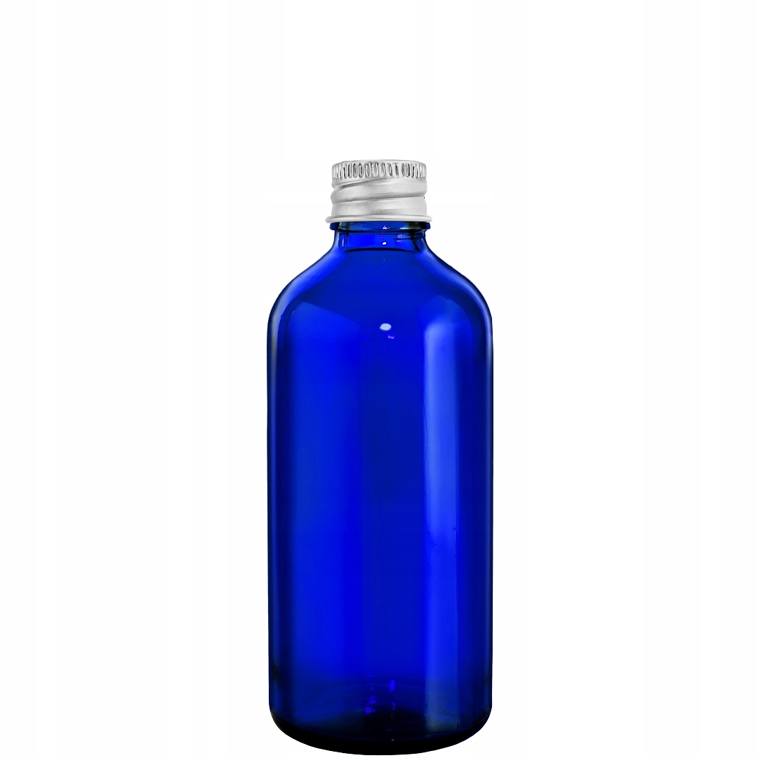 Butelka Szklana Niebieska 100ML Z Nakrętką Alumini