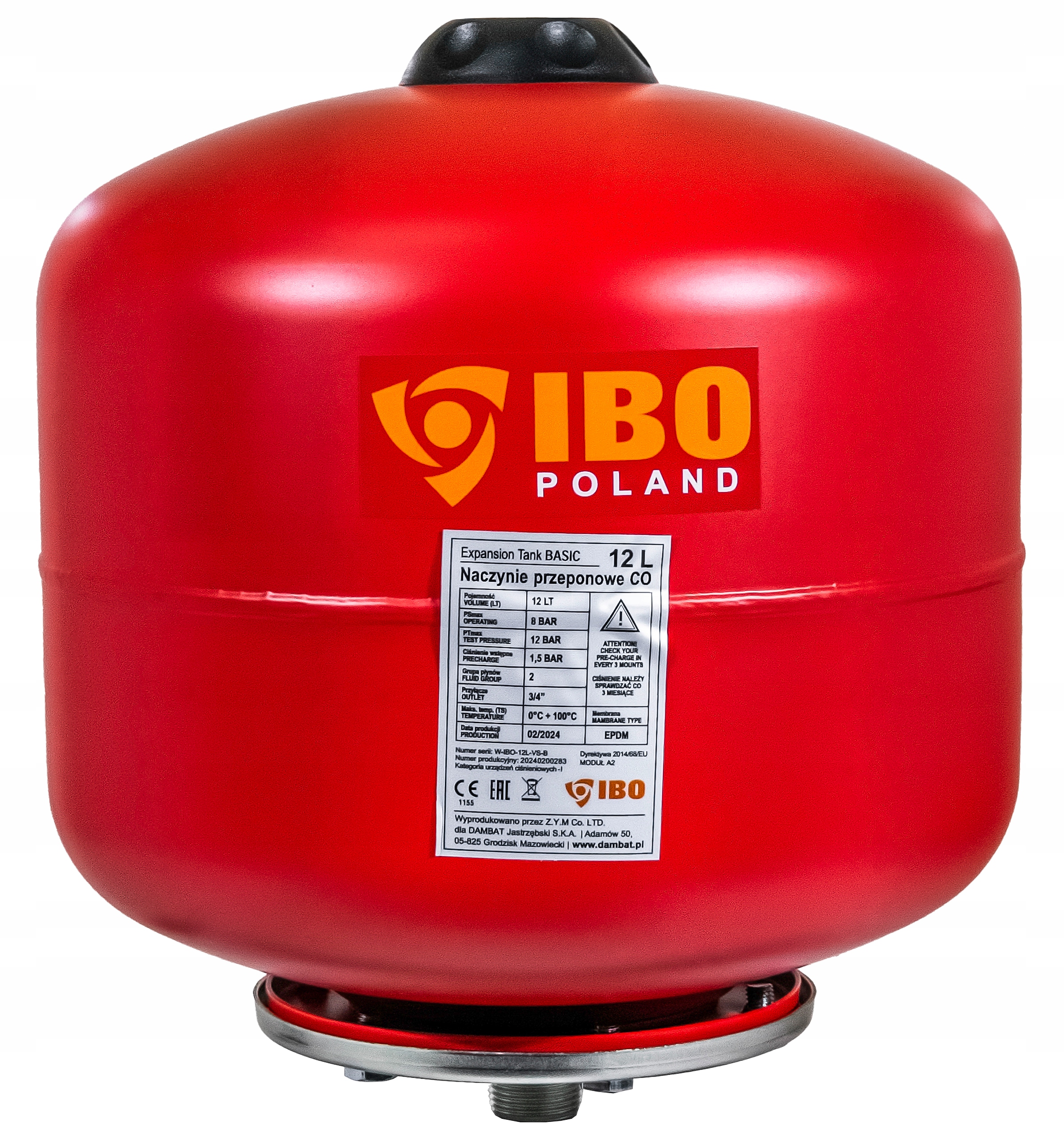 NACZYNIE NACZYNKO PRZEPONOWE WZBIORCZE ZBIORNIK DO INSTALACJI C.O.12L BASIC Zawiera baterie nie