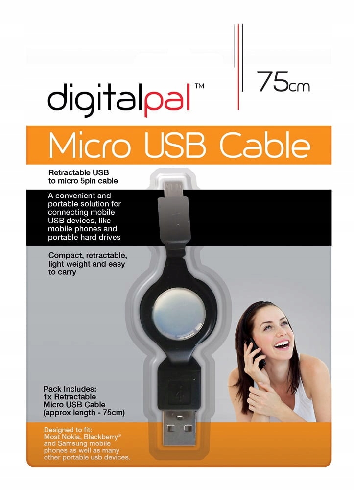 

Zwijany kabel micro Usb 75cm ładowarka uniwersalna