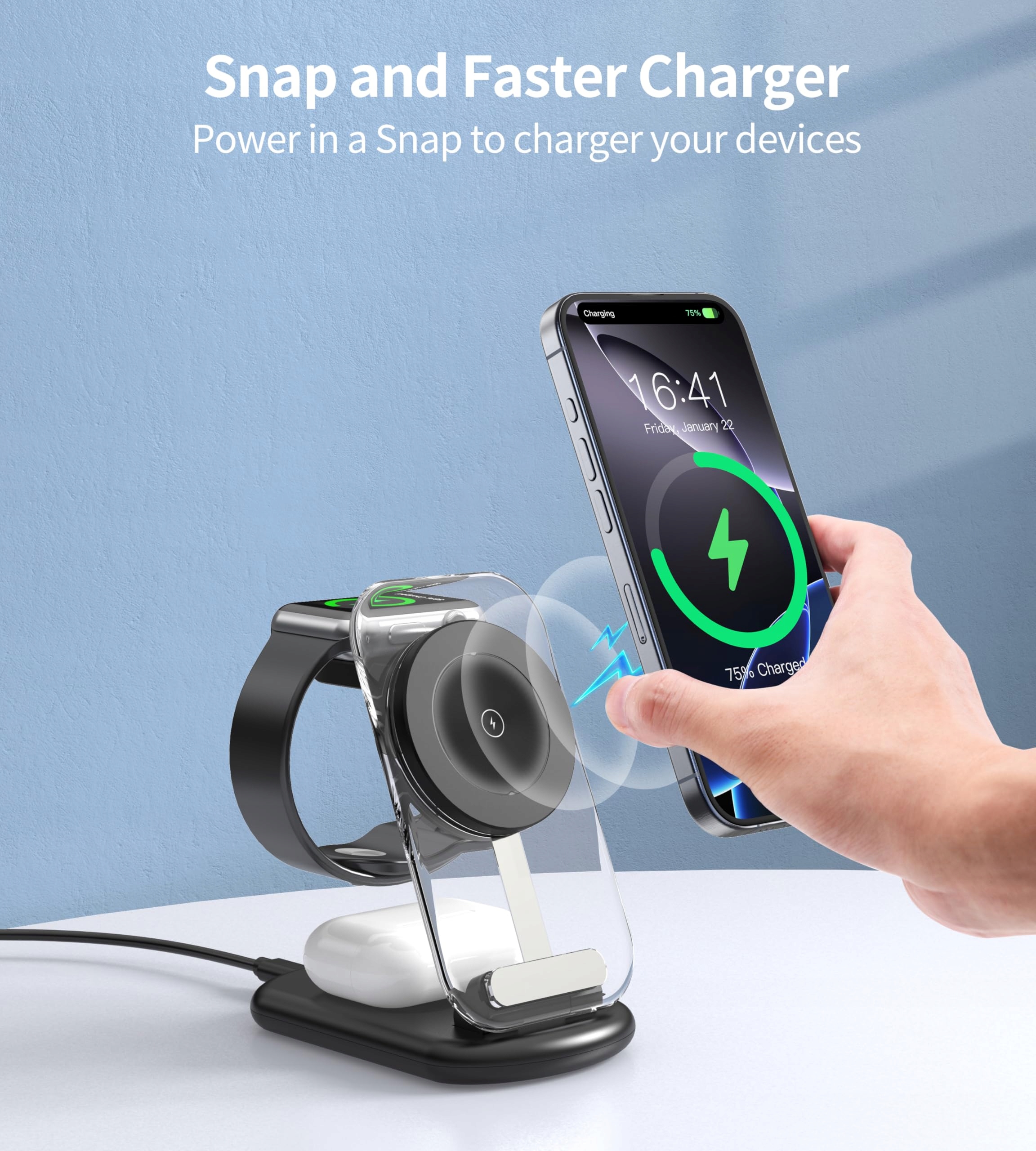 APPLE MagSafe 3w1 Ładowarka Bezprzewodowa iPhone Watch AirPods — miniatura 4