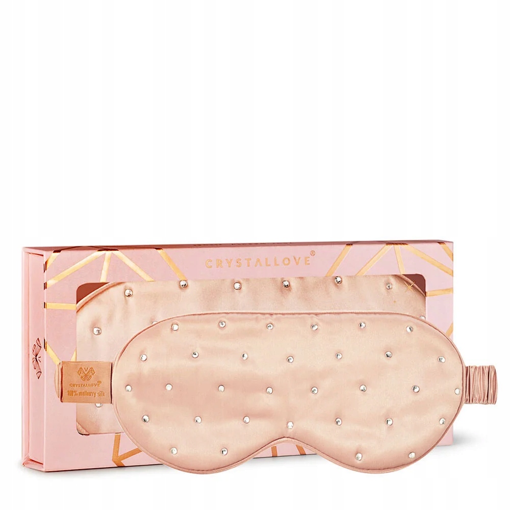 Crystallove Maska na spaní z hedvábí s krystaly růžové zlato