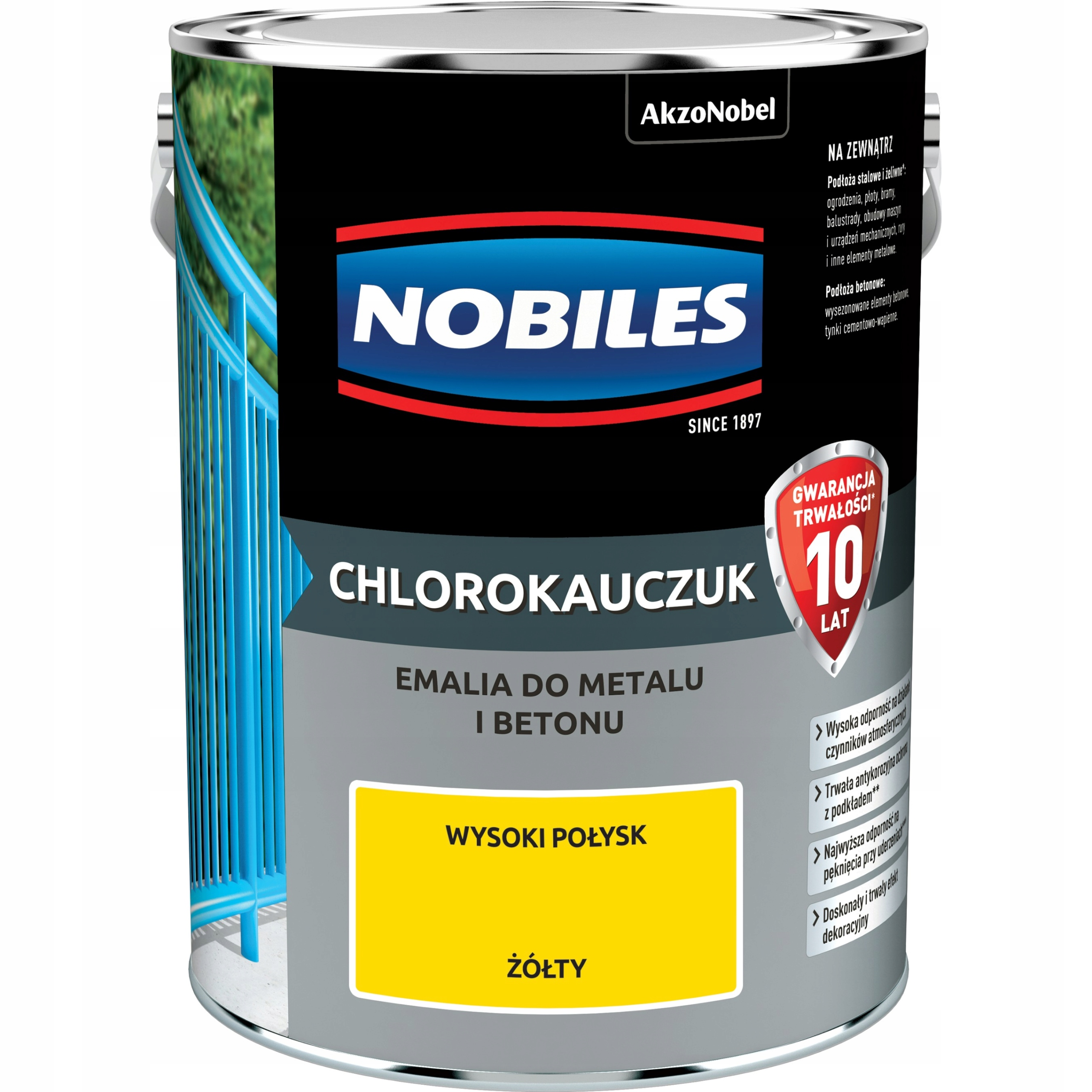 Nobiles Chlorokauczuk do metalu i betonu Żółty 5L