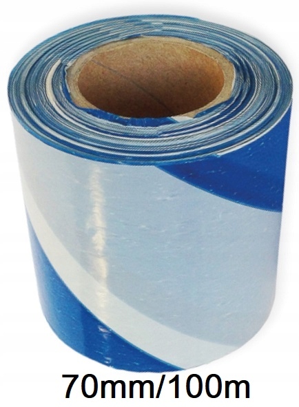 TAŚMA OSTRZEGAWCZA biało niebieska 100 M 70MM PAPER-TECH