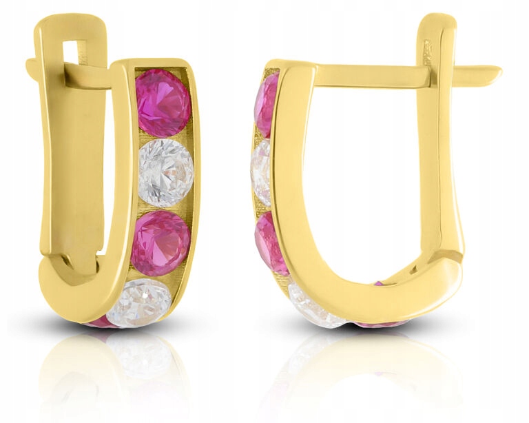 Zlaté Náušnice pro holčičku 585 Růžové Zirkony Anglické