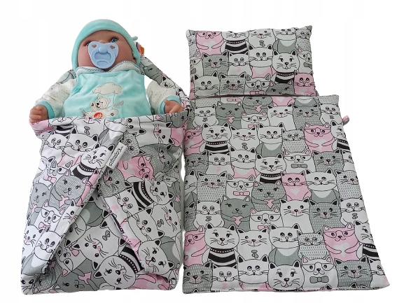 Pościel do wózka kołdra+poduszka+rożek dla lalek