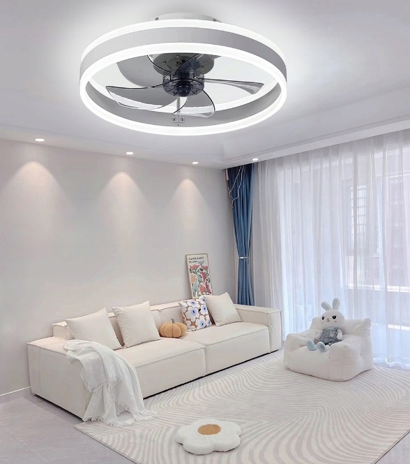 LAMPA SUFITOWA OKRĄGŁA Z WIATRAKIEM LED NOWOŚĆ 50CM BIAŁA Kod producenta Okrągła