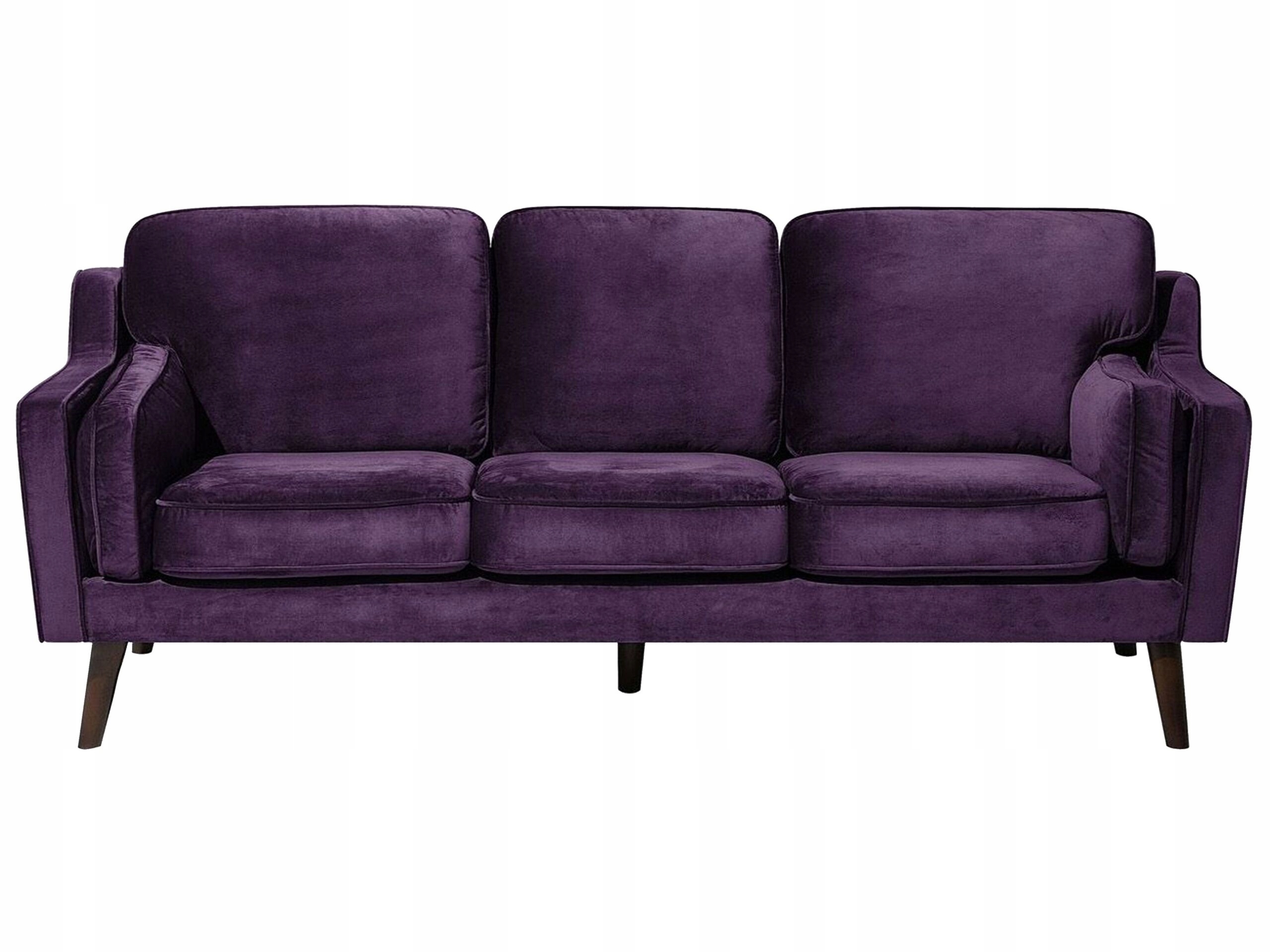Sofa kanapa trzyosobowa welur fioletowa