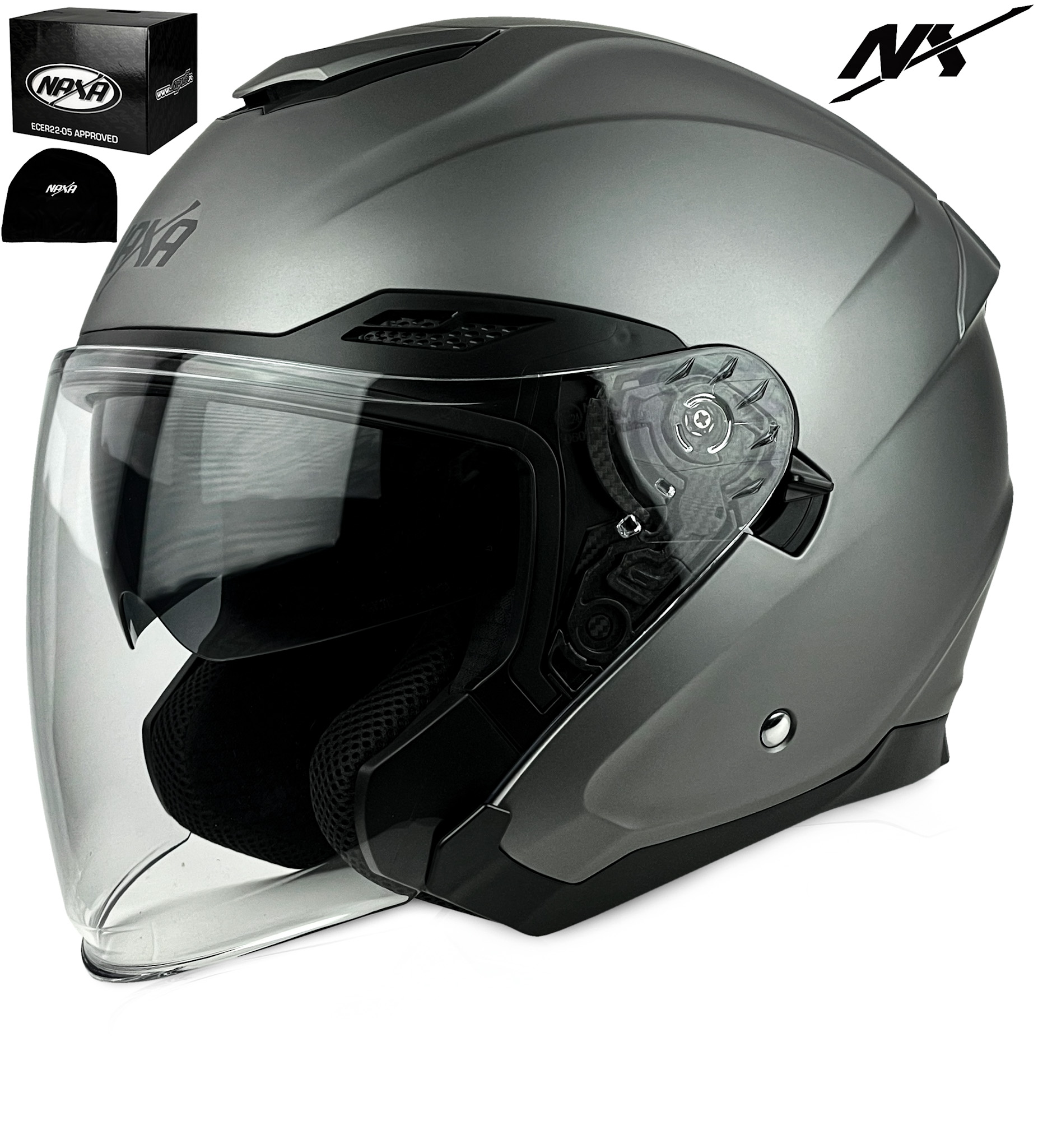 Motocyklová Přilba Otevřený Skútr Chopper Naxa S30 vel. S+ Blenda Pod Interkom