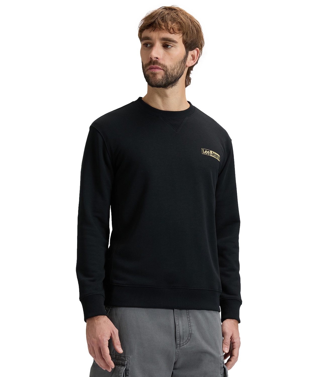 Mikina Lee Small Logo Crew Sws 112378757 Black M