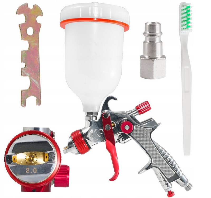PISTOLET LAKIERNICZY DO MALOWANIA MALARSKI HVLP DYSZA 2,0mm ZBIORNIK 600 ML Marka Verke