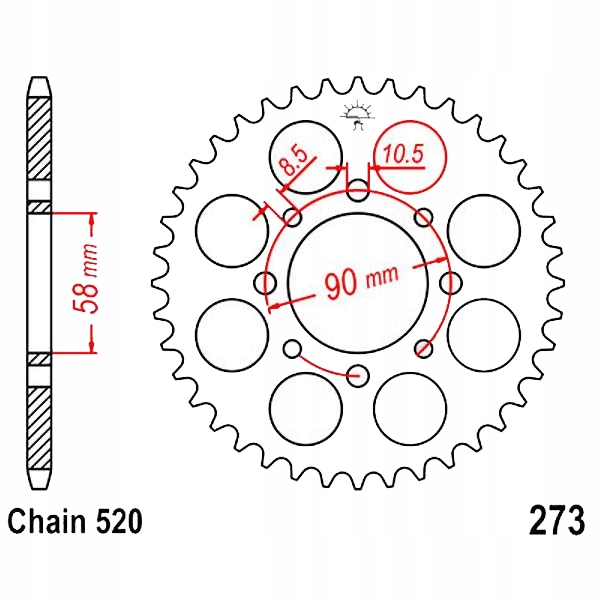 ZĘBATKA TYŁ CROSS ALFARAD BERETTA 250 44 NA MOC Producent JT Sprockets