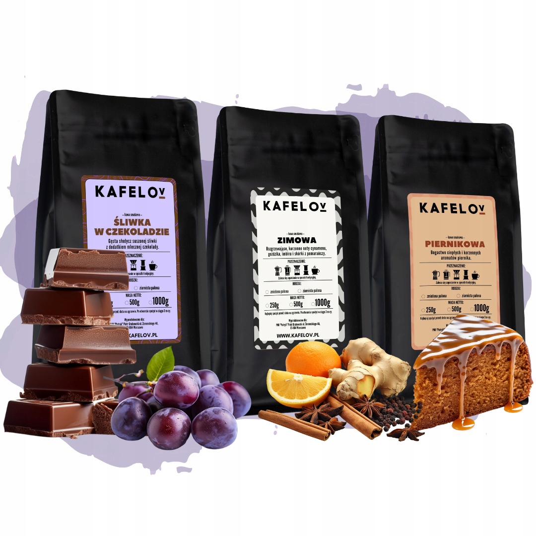 Levně Vánoční sada zrnkových chuťových káv 3 x 250 g Zimní sada Arabiky