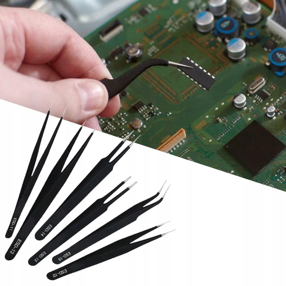 ZESTAW UNIWERSALNYCH PĘSET PINCET PRECYZYJNYCH METALOWYCH 6 szt + POKROWIEC Kod producenta APT_AG409B