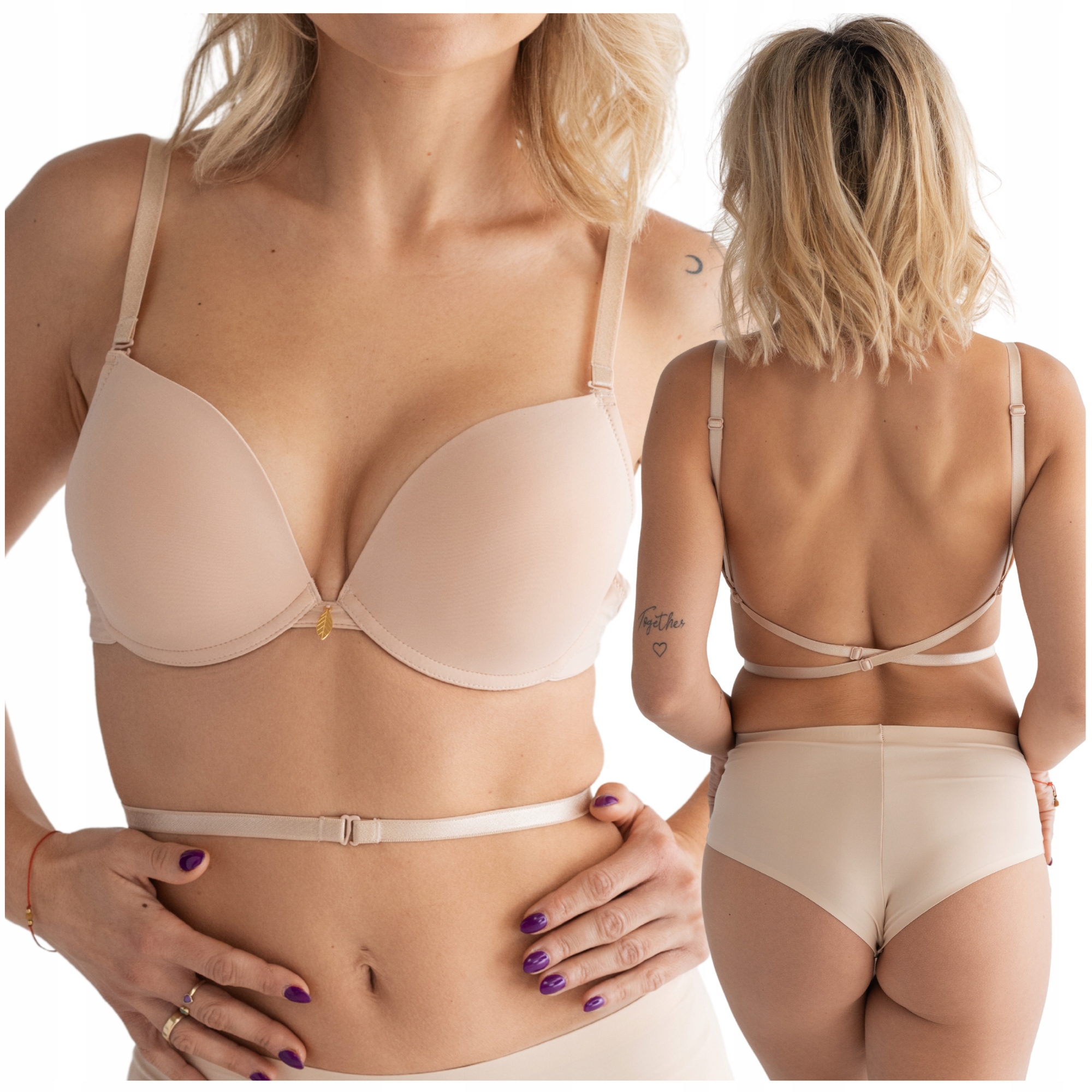 Podprsenka Lemax Pushup Multiway pro odhalená záda, multifunkční, béžová 85C