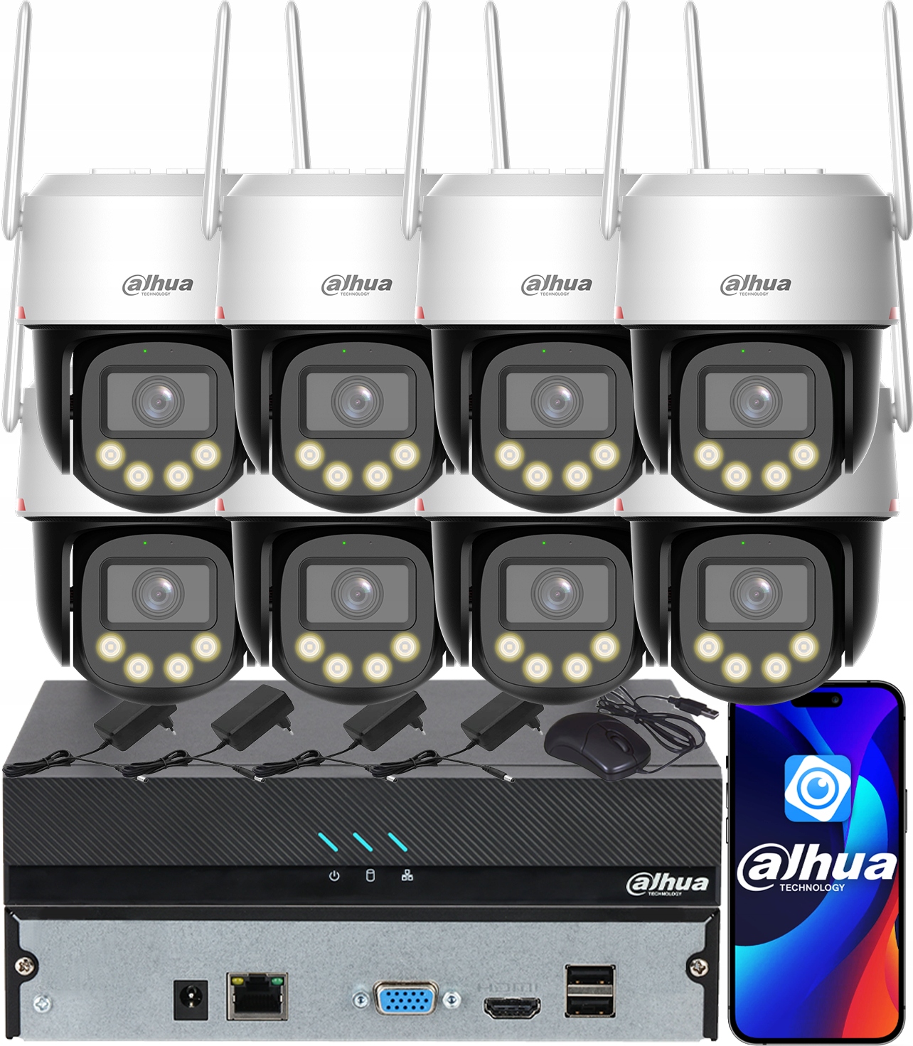 Monitorovací sada Dahua 8 kamer WiFi 5MPx P5F-PV-PRO WizColor Led Ai