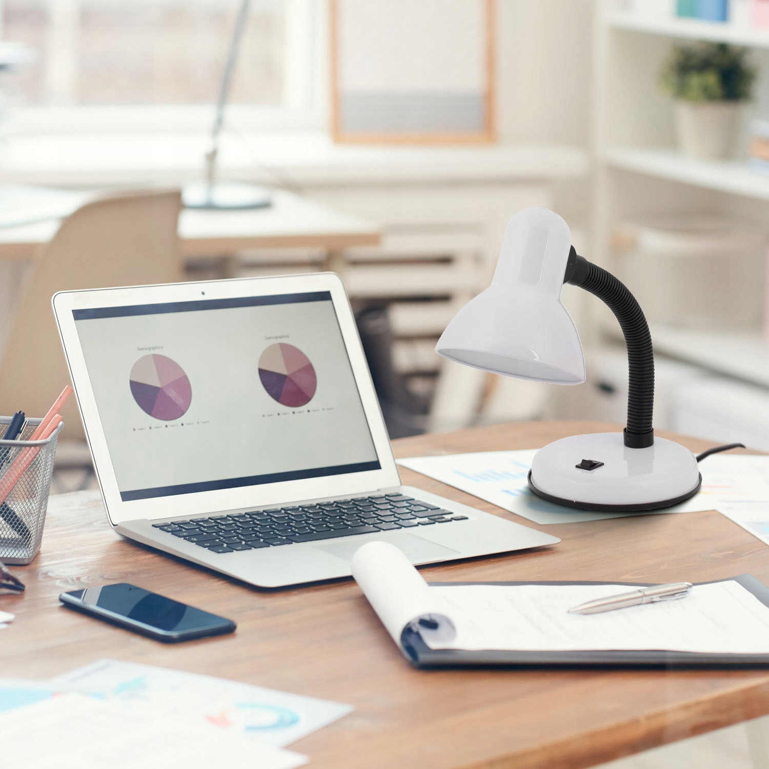 LAMPKA BIURKOWA LED Biała Regulowana Szkolna Kolor biały