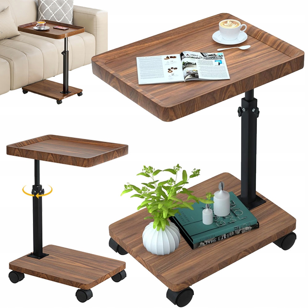 Boční Noční Konferenční Stolek Dřevěný, Odolný A Pevný, Nastavitelný, 45-80 CM