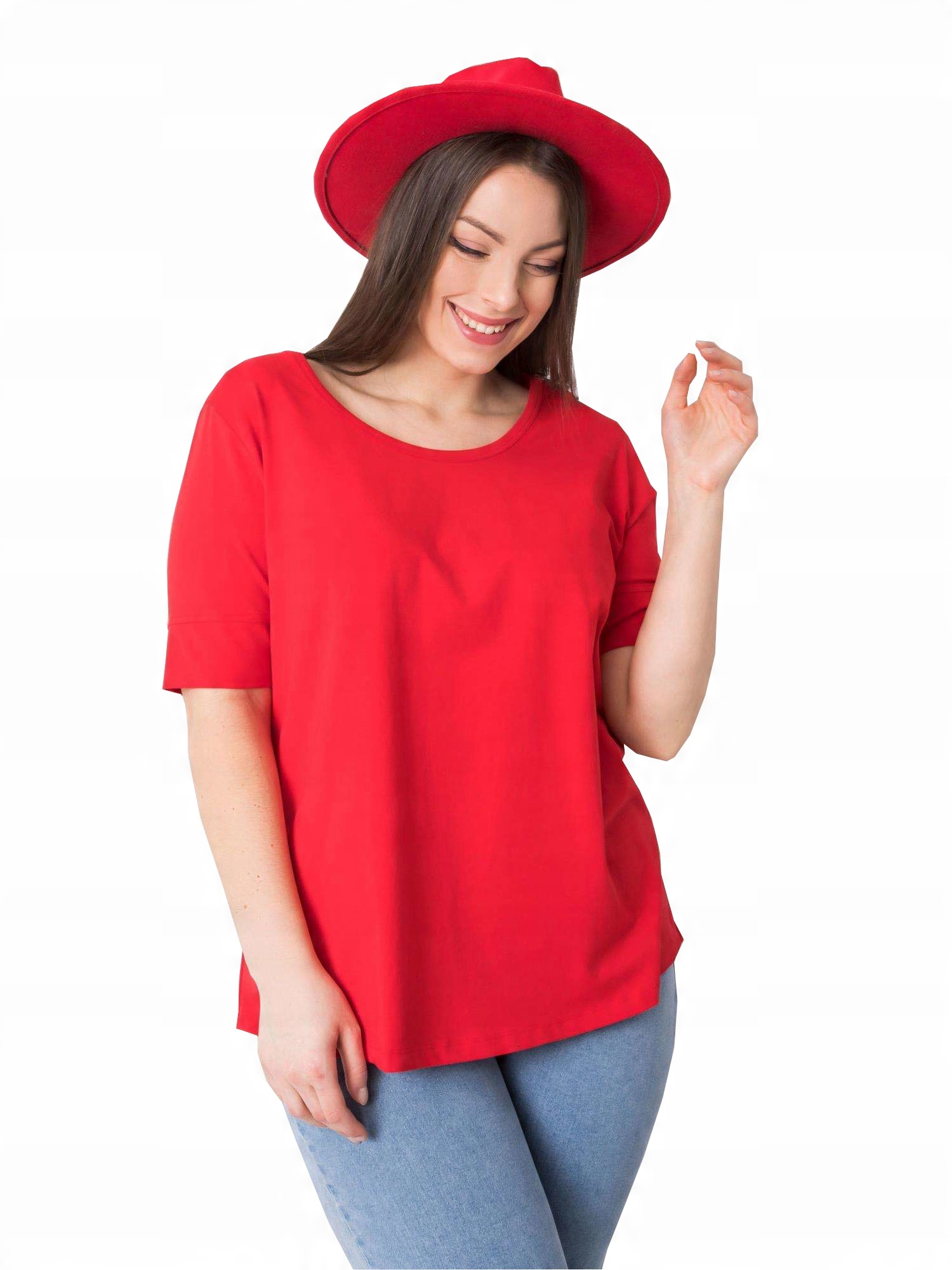 

Bluzka Gładka koszulka Plus Size F30 czerwony XXL