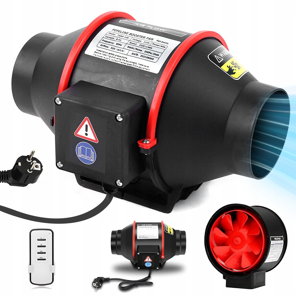 Dvourychlostní Kanálový Ventilátor S Dálkovým Ovládáním Do Kuchyně Koupelnové Dílny