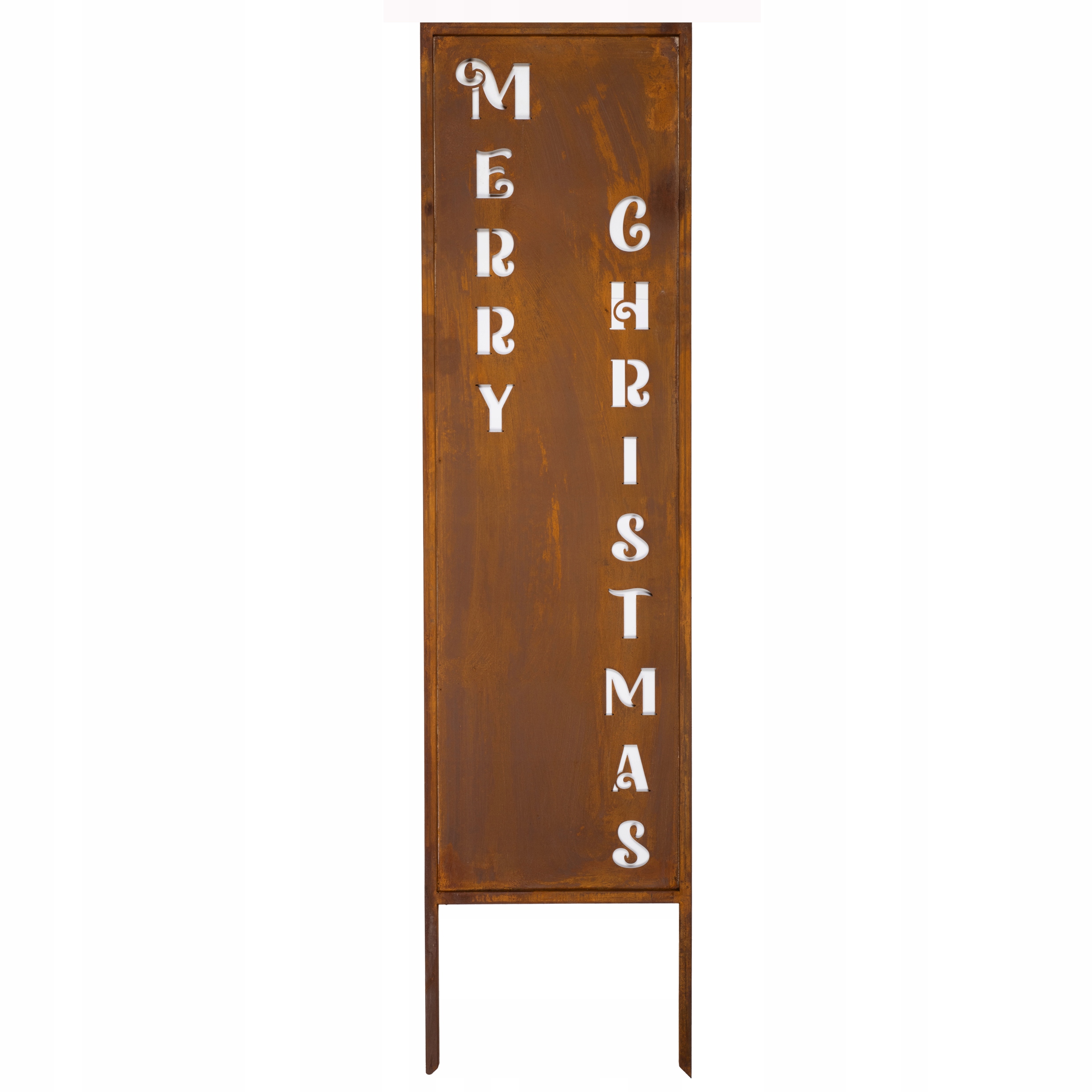 Vánoční Panel Corten Merry Christmas 120 cm Rustikální Dekorace Potykač