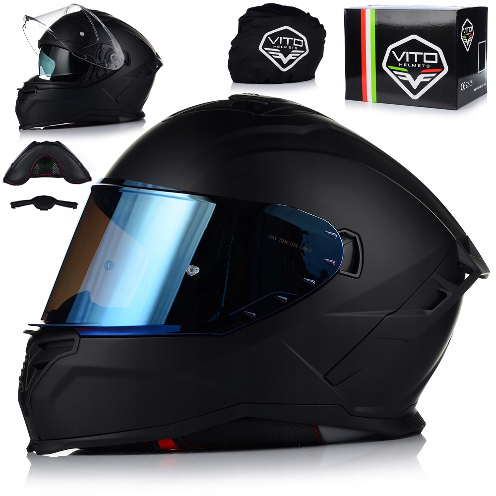 Motocyklová Prilba Vito Presto Matt Integrálna Modré Sklo Clona