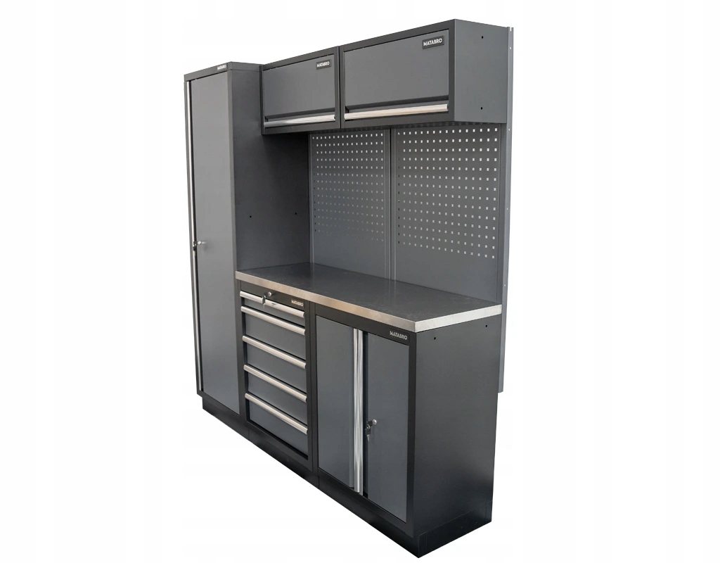 Sestava 5 ks dílenského nábytku SET-CA01024 s nerezovou pracovní deskou