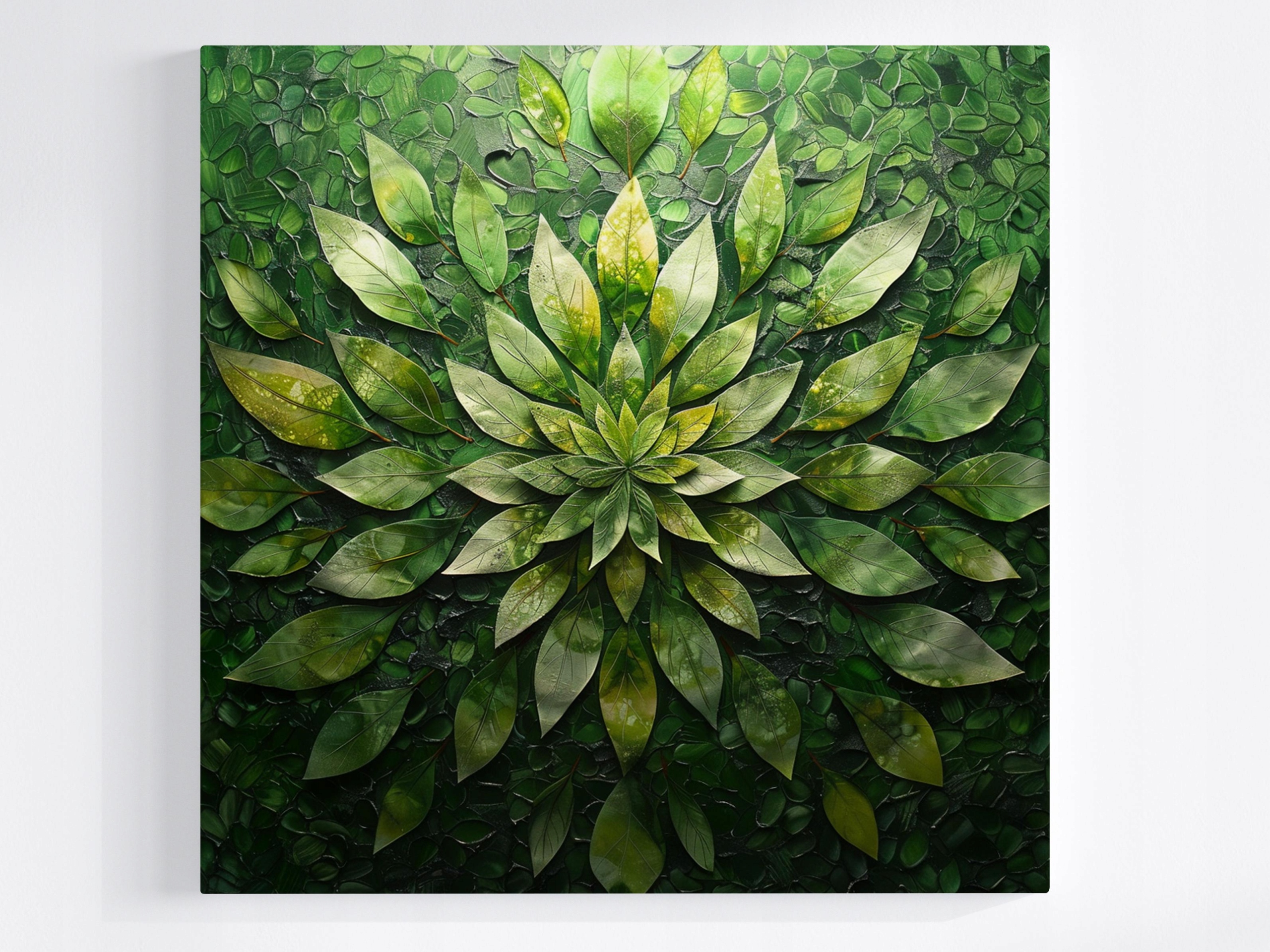 Obraz Na Plátně Canvas Zelená Mandala Z Listů Příroda Abstrakce 80x80