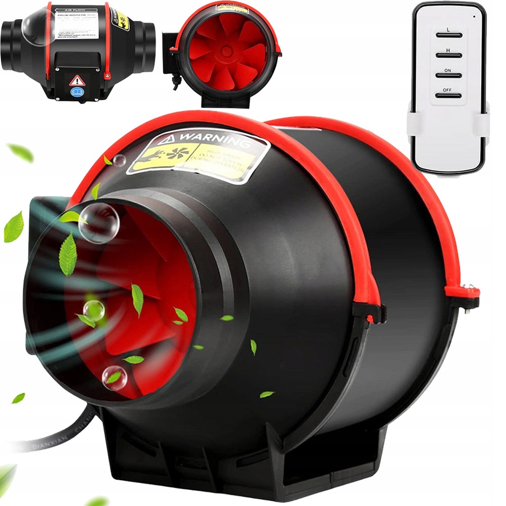 Kanálový ventilátor 100 mm 2-pólový odtahový 310 M3/h Tichý s dálkovým ovládáním
